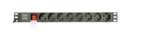 Listwa zasilająca rack (PDU), 8 gniazd typ Schuko, 1U, 10A, wtyk C14 3m Gembird