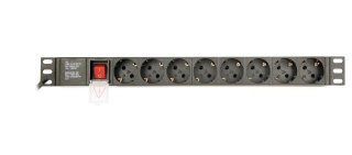 Listwa zasilająca rack (PDU), 8 gniazd typ Schuko, 1U, 16A, wtyk Schuko 3m Gembird