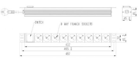 Listwa zasilająca rack PDU 9xFR 1U 16A FR 2m Gembird