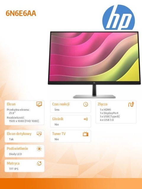 Monitor dotykowy FHD E24t G5 6N6E6AA HP Inc.