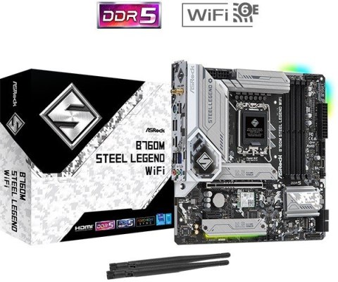 Płyta główna B760M STEEL LEGEND WIFI s1700 4DDR5 DP/HDMI mATX ASRock