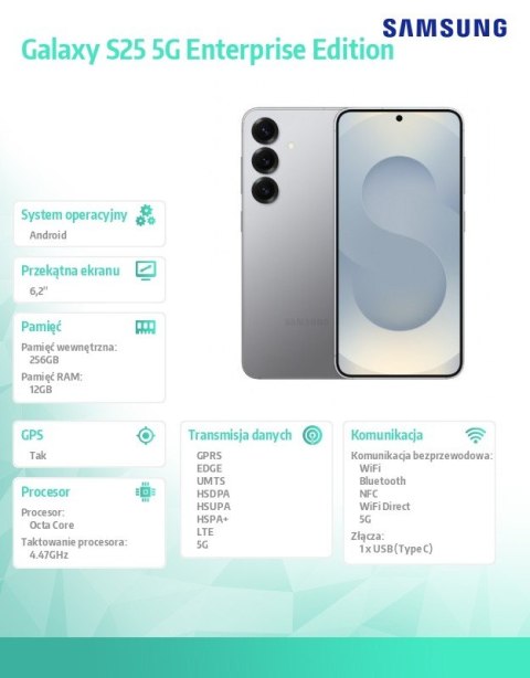 Smartfon Galaxy S25 5G 12/256GB DualSIM Enterprise Edition srebrny Samsung