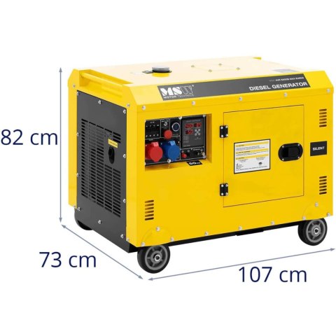Agregat generator prądotwórczy diesel na kółkach 240/400 V 8500 W 10 kVA 30 l MSW