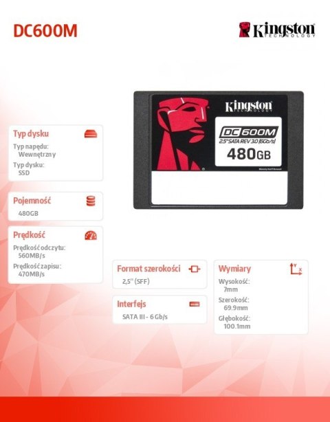 Dysk SSD DC600M 480GB Kingston
