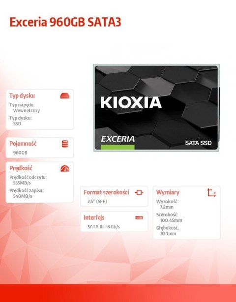 Dysk SSD Exceria 960GB SATA3 550/540Mb/s Kioxia