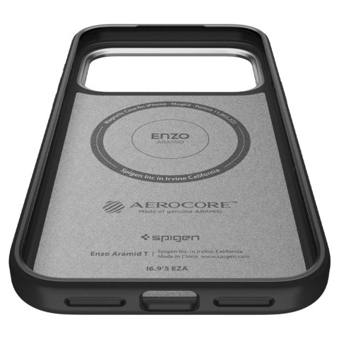 Etui ochronne case na iPhone 17 Pro Max Enzo Aramid T MagSafe - czarno-srebrne SPIGEN