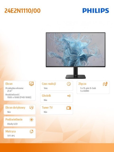 Monitor 24E2N1110 23.8 cala IPS 120Hz HDMI VGA Philips