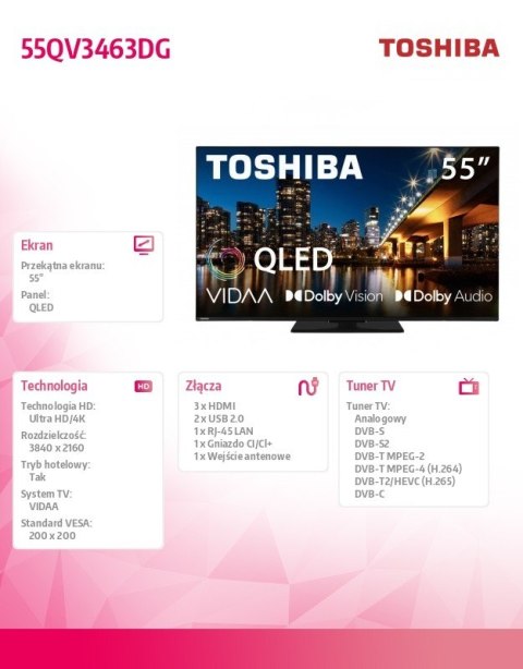 Telewizor QLED 55 cali 55QV3463DG Toshiba