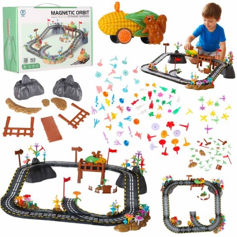 Tor wyścigowy samochodowy magnetyczny 1 pojazd świecący 153 elementy Kik Sp. z o. o. Sp. k.