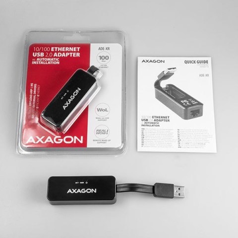 ADE-XR Karta sieciowa Fast Ethernet adapter, USB2.0, instalacja automatyczna AXAGON