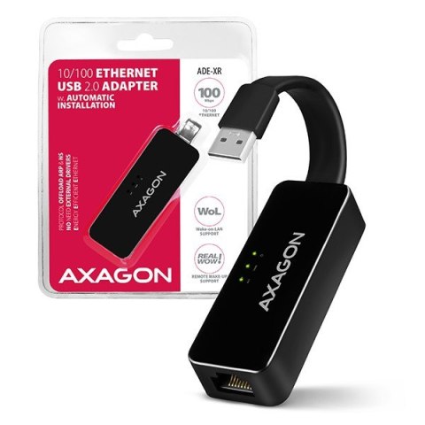 ADE-XR Karta sieciowa Fast Ethernet adapter, USB2.0, instalacja automatyczna AXAGON