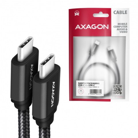 BUCM3-CM10AB Kabel USB-C - USB-C 3.2 Gen 1, 1m, PD 60W 3A, ALU, oplot, czarny AXAGON