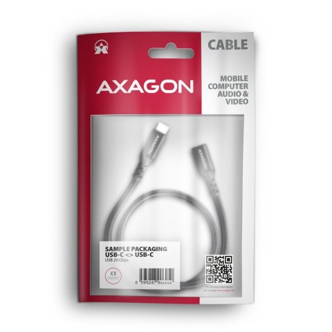 BUCM32-CF15AB Kabel przedłużacz Gen2 USB-C - USB-C 1.5m, 5A, 20Gbps, PD 240W, oplot, czarny AXAGON