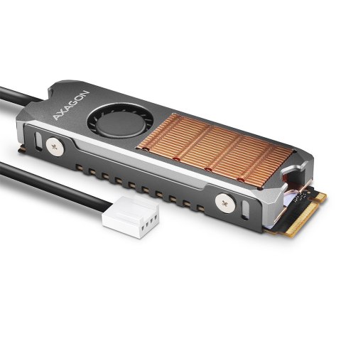 CLR-M2FAN Miedziany radiator z wentylatorem do dwustronnych dysków M.2 SSD, wysokość 13mm AXAGON