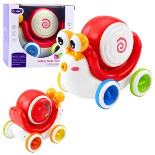 Interaktywny Ślimak Jeżdżący Bębenek Muzyczny Edukacyjny Czerwony LEAN Toys