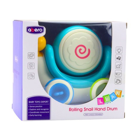 Interaktywny Ślimak Jeżdżący Bębenek Muzyczny Edukacyjny Niebieski LEAN Toys