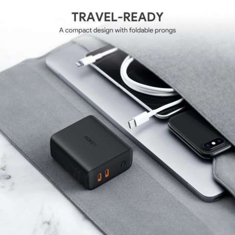 PA-D2 ładowarka sieciowa 2xUSB C PD Power Delivery 3.0 36W 6A Dynamic Detect AUKEY