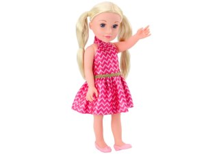 Lalka Różowa Sukienka Kucyki Blond Włosy Duża Laleczka 46cm LEAN Toys