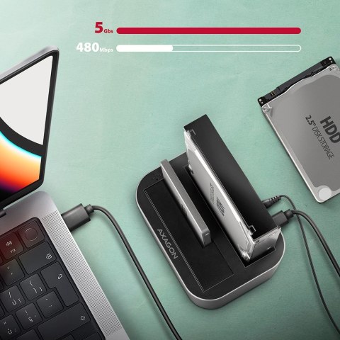 ADSA-DC Stacja dokująca USB 3.2 Gen 1 - 2x SATA 6G 2.5"/3.5" SSD/HDD AXAGON