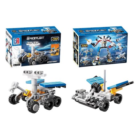 Klocki Konstrukcyjne Zestaw Kosmiczny Rakiety Anteny Roboty 2w1 44-54 el. LEAN Toys
