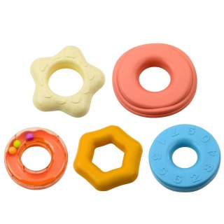 Wieża z Kółek Układanka Sensoryczna Dla Malucha Pastelowa 17cm LEAN Toys