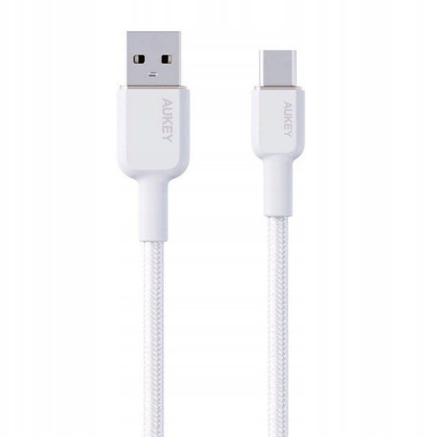 CB-NAC1 kabel USB-C - USB-A 1m 60W PD 3A 20V nylonowy oplot biały AUKEY
