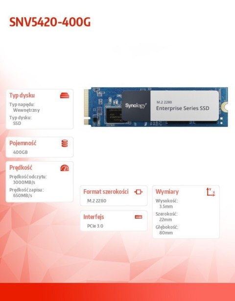 Dysk SSD SNV5420-400G 400GB M2 NVMe 2280 PLP Synology