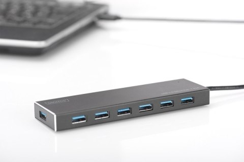 HUB/Koncentrator 7-portowy USB 3.0 SuperSpeed, aktywny, aluminium Digitus