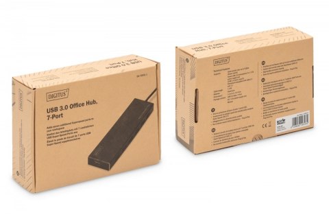 HUB/Koncentrator 7-portowy USB 3.0 SuperSpeed, aktywny, aluminium Digitus