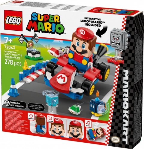 Klocki Super Mario 72043 Mario Kart - Interaktywna figurka LEGO Mario i Standard Kart LEGO