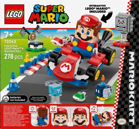 Klocki Super Mario 72043 Mario Kart - Interaktywna figurka LEGO Mario i Standard Kart LEGO