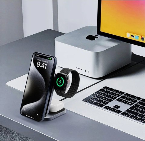 LC-MC312 Slim 3w1 ładowarka bezprzewodowa MagSafe Qi2 15W + ładowarka PD 30W + Etui AUKEY