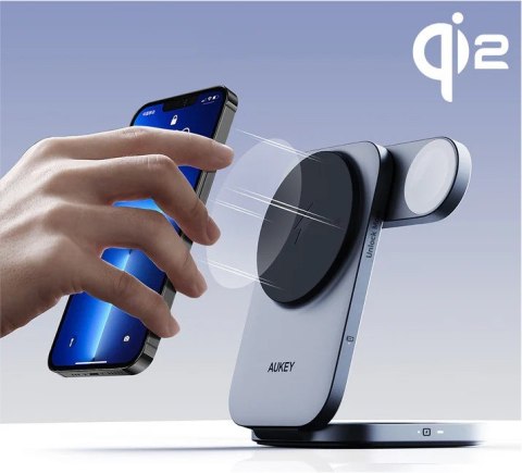 LC-MC312 Slim 3w1 ładowarka bezprzewodowa MagSafe Qi2 15W + ładowarka PD 30W + Etui AUKEY
