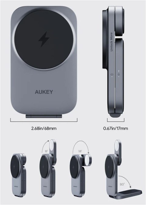 LC-MC312 Slim 3w1 ładowarka bezprzewodowa MagSafe Qi2 15W + ładowarka PD 30W + Etui AUKEY