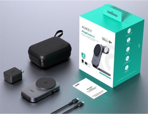 LC-MC312 Slim 3w1 ładowarka bezprzewodowa MagSafe Qi2 15W + ładowarka PD 30W + Etui AUKEY