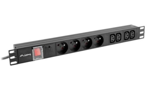 Listwa zasilająca Rack PDU 1U 16A 4X 230V PL 4X IEC C13 2m czarna Lanberg