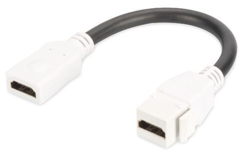 Moduł Keystone HDMI z kablem 12cm, łącznik do gniazd i pustych paneli, żeński/żeński, biały Digitus