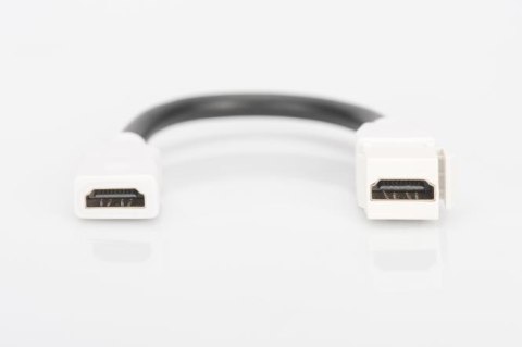 Moduł Keystone HDMI z kablem 12cm, łącznik do gniazd i pustych paneli, żeński/żeński, biały Digitus