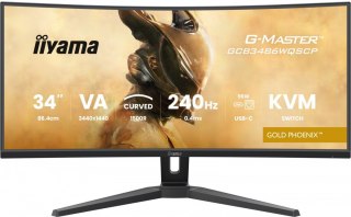 Monitor G-Master 34 cale GCB3486WQSCP-B1,VA,UWQHD,240HZ,0.4ms,1500R,HDR400,500cd,21:9,HDMI (2.1), USB-C dock 95W, RJ45, 2x5W, KV IIYAMA