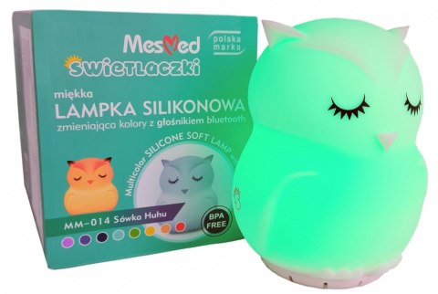 Lampka nocna silikonowa zmieniająca kolory z głośnikiem Bluetooth Świetlaczek Sówka HU HU Mesmed