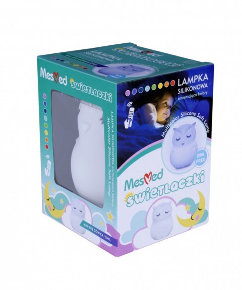 Lampka nocna silikonowa zmieniająca kolory z głośnikiem Bluetooth Świetlaczek Sówka HU HU Mesmed