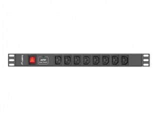 Listwa zasilająca Rack PDU 19 cali 1U 16A 8X IEC C13 2m czarna C20 Lanberg