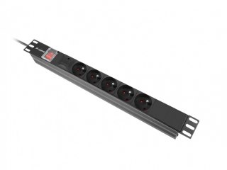 Listwa zasilająca rack PDU 19 cali 1U 16A 5x230V 2m czarna C14 Lanberg