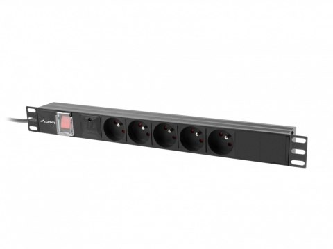 Listwa zasilająca rack PDU 19 cali 1U 16A 5x230V 2m czarna C14 Lanberg