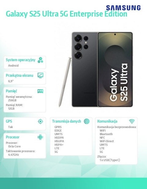 Smartfon Galaxy S25 Ultra 5G DualSIM 12/256GB Enterprise Edition czarny Samsung