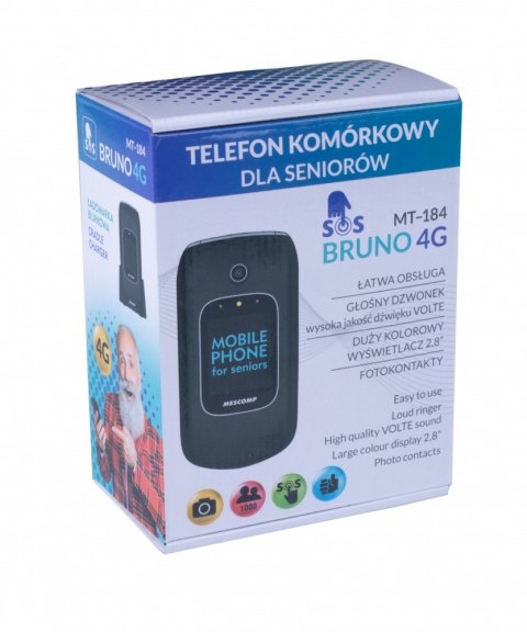 Telefon komórkowy z klapką dla seniorów MT-184 BRUNO 4G Mesmed
