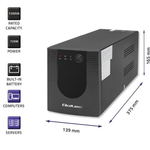 Zasilacz awaryjny UPS | Monolith | 1200VA | 720W Qoltec