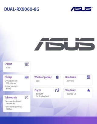 Karta graficzna Dual Radeon RX 9060 8GB GDDR6 HDMI/2DP Asus