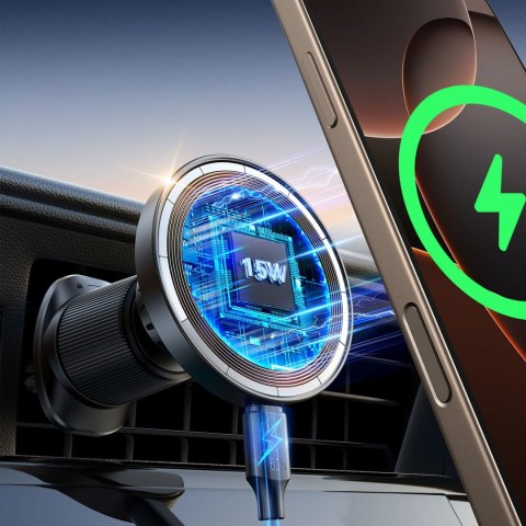 Ładowarka samochodowa indukcyjna do telefonu na kratkę deskę MagSafe - czarny JOYROOM