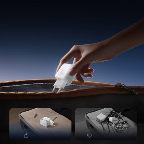 Ładowarka sieciowa GaN z organizerem na kabel 45W - biała JOYROOM